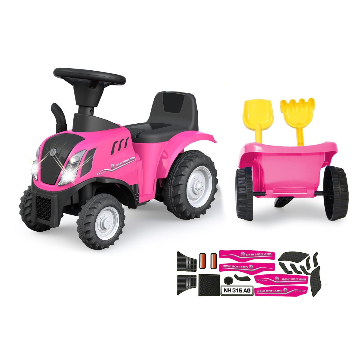Rutscher New Holland T7 Traktor mit Anhänger pink 2in1