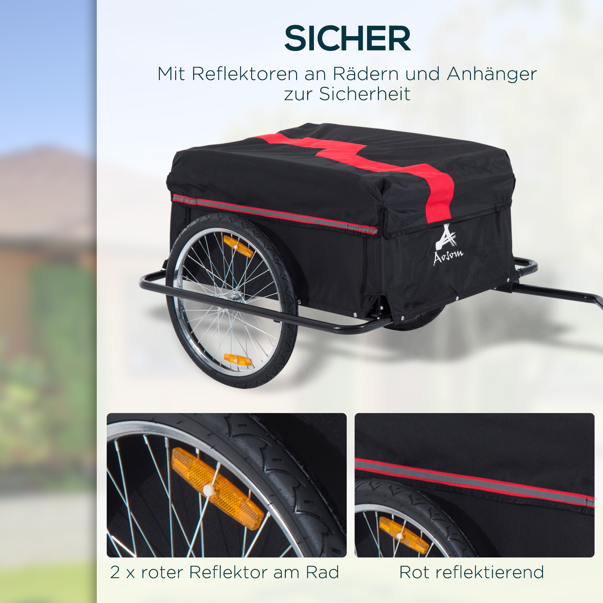 Fahrradanhänger Klappbar Lastenanhänger mit Kupplung,Transportwagen bis 40 kg belastbar, Transportanhänger Anhänger für Fahrrad Handwagen 140 x 88 x 60 cm