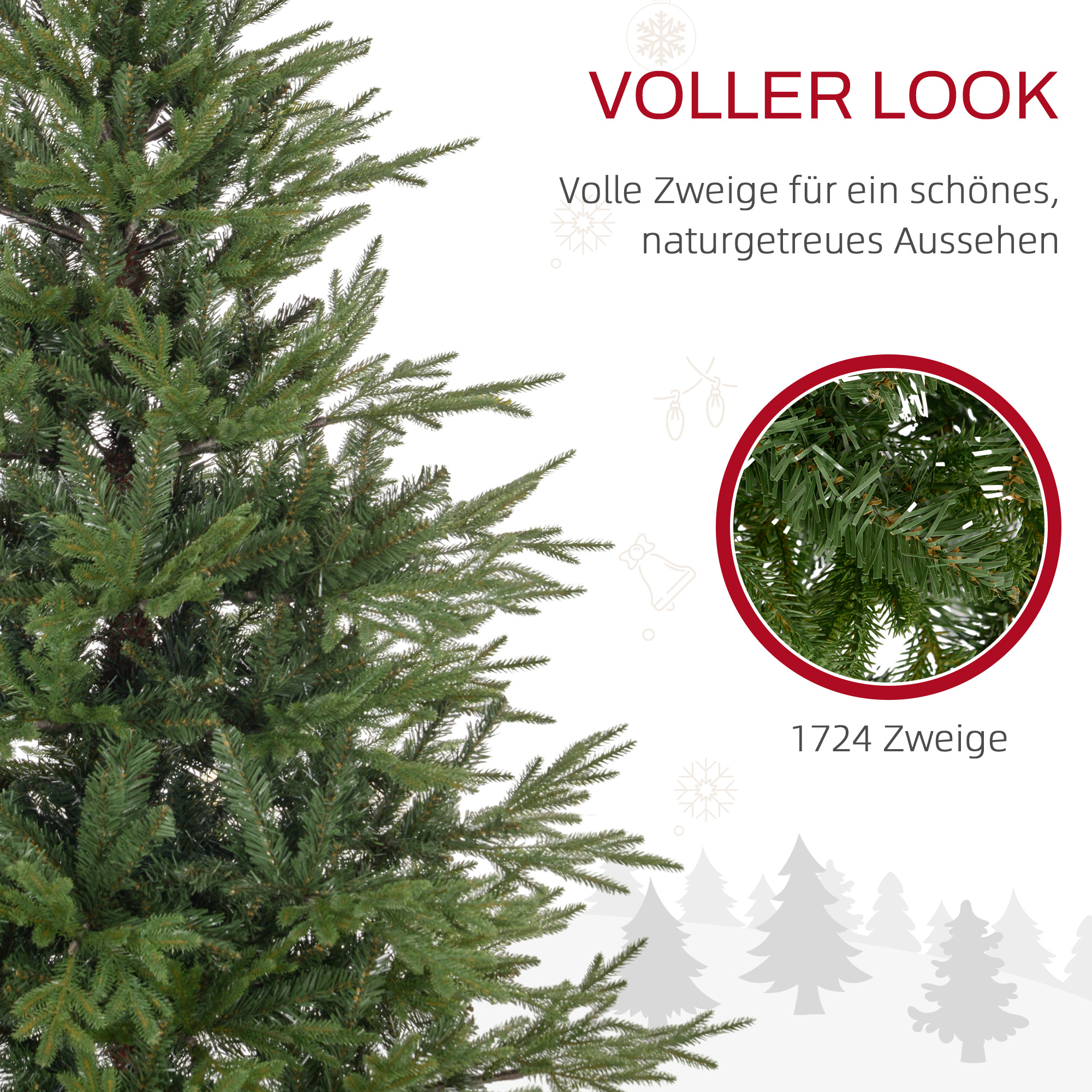 Weihnachtsbaum 150 cm, realistisches Aussehen, Schnellaufbau, inkl, Ständer, feuersicherer Kunststoff