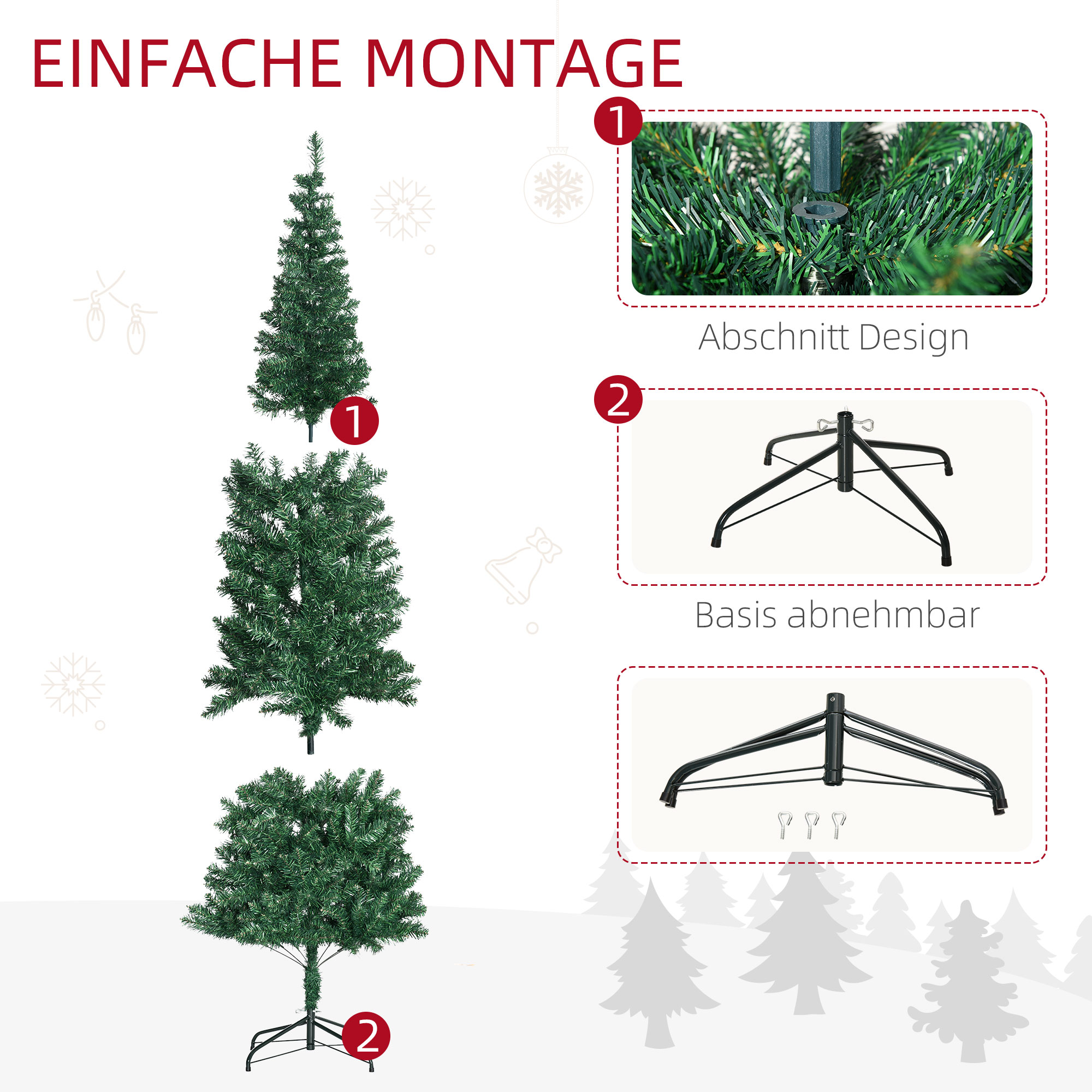 Weihnachtsbaum Kunsttanne künstlicher Christbaum, inkl, Standfuß, LED´s, 2,1 m, 1 Weihnachtsstern, Grün