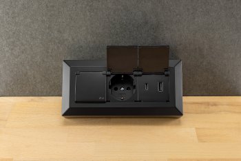 2-fach Steckdosenblock, USB-A+C, schwarz