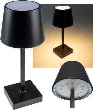 LED Akku Tischleuchte 26cm, dimmbar - USB-C, 160Lumen, 1200mAh, 3000k, schwarz