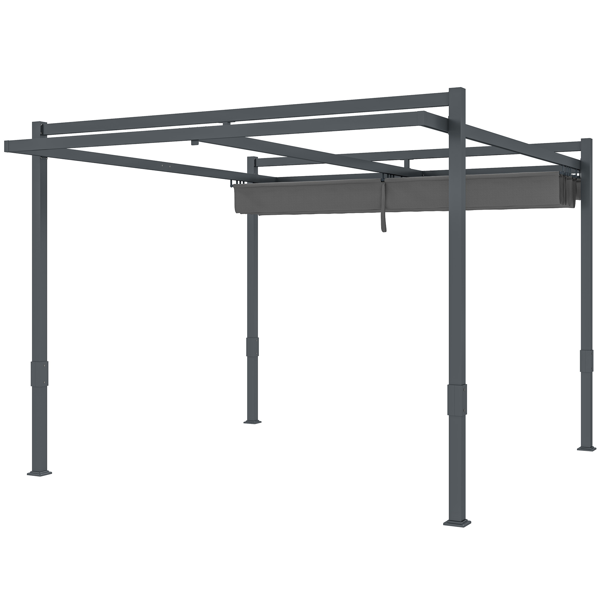 Pergola Pavillon ca, 3,5x3m Aluminium Stabil winterfest Sonnenschutz mit verstellbares Schiebedach Grau Pergola Pavillon ca, 3,5x3m Aluminium Stabil winterfest Sonnenschutz mit verstellbares Schiebedach Grau