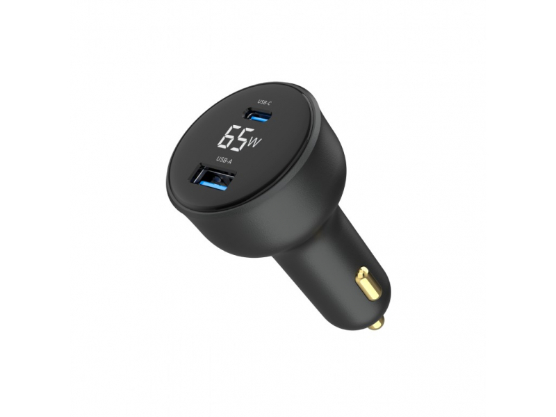 Gembird Dual Port USB-Kfz Ladeadapter 4.8A Schwarz TA-UC-AC2PD65LCD-CAR-01
