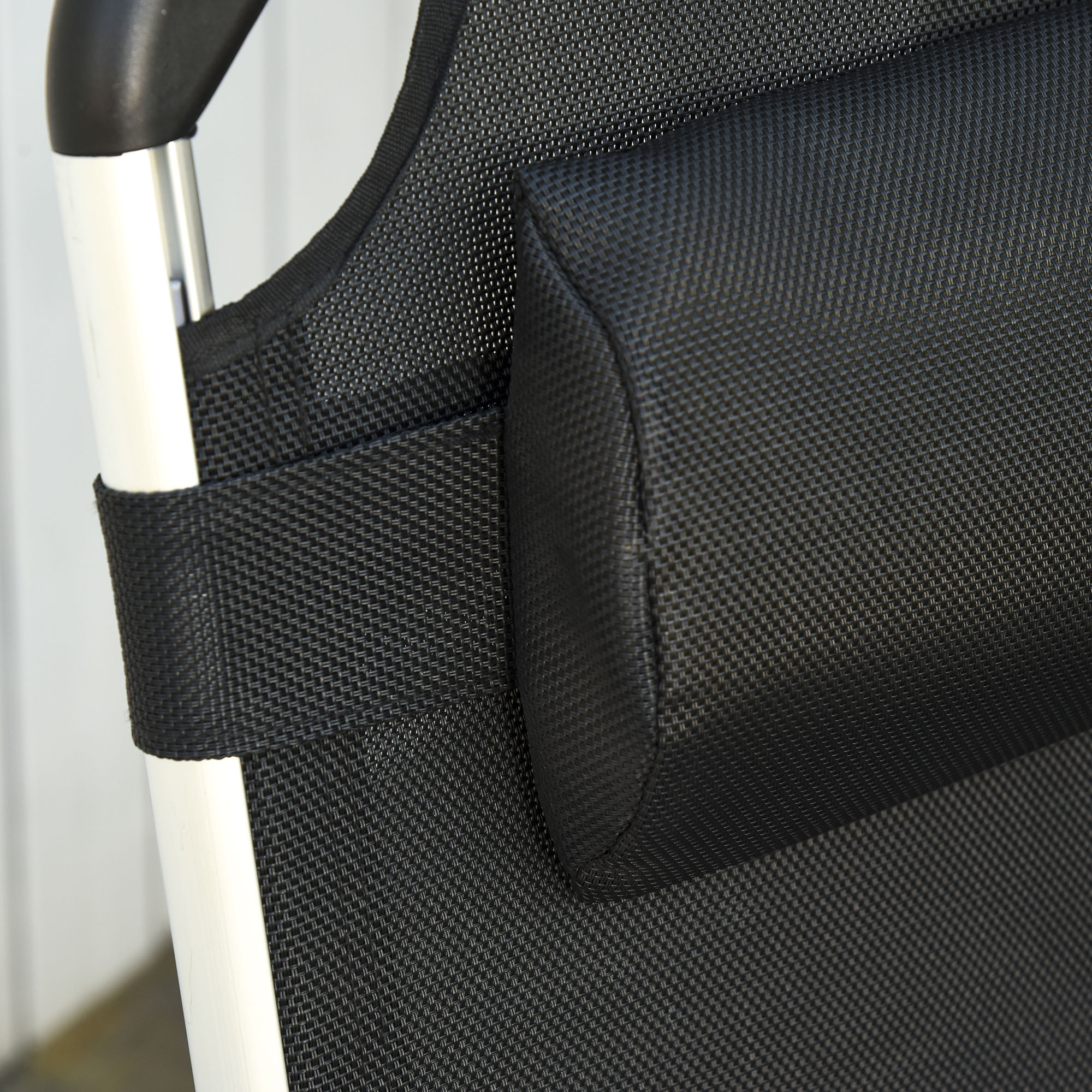 Sonnenliege faltbar Gartenliege mit Kopfkissen Liegestuhl mit der 4-stufig verstellbaren Rückenlehne Campingliege bis 120 kg belastbar für Outdoor-Park, Garten, Schwarz