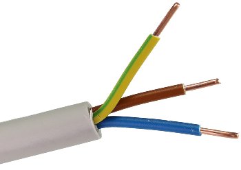 Stromleitung "NYM-J", 50m, isoliert, 3G1,5, grau, Außen-Ø 8,2mm, Ring