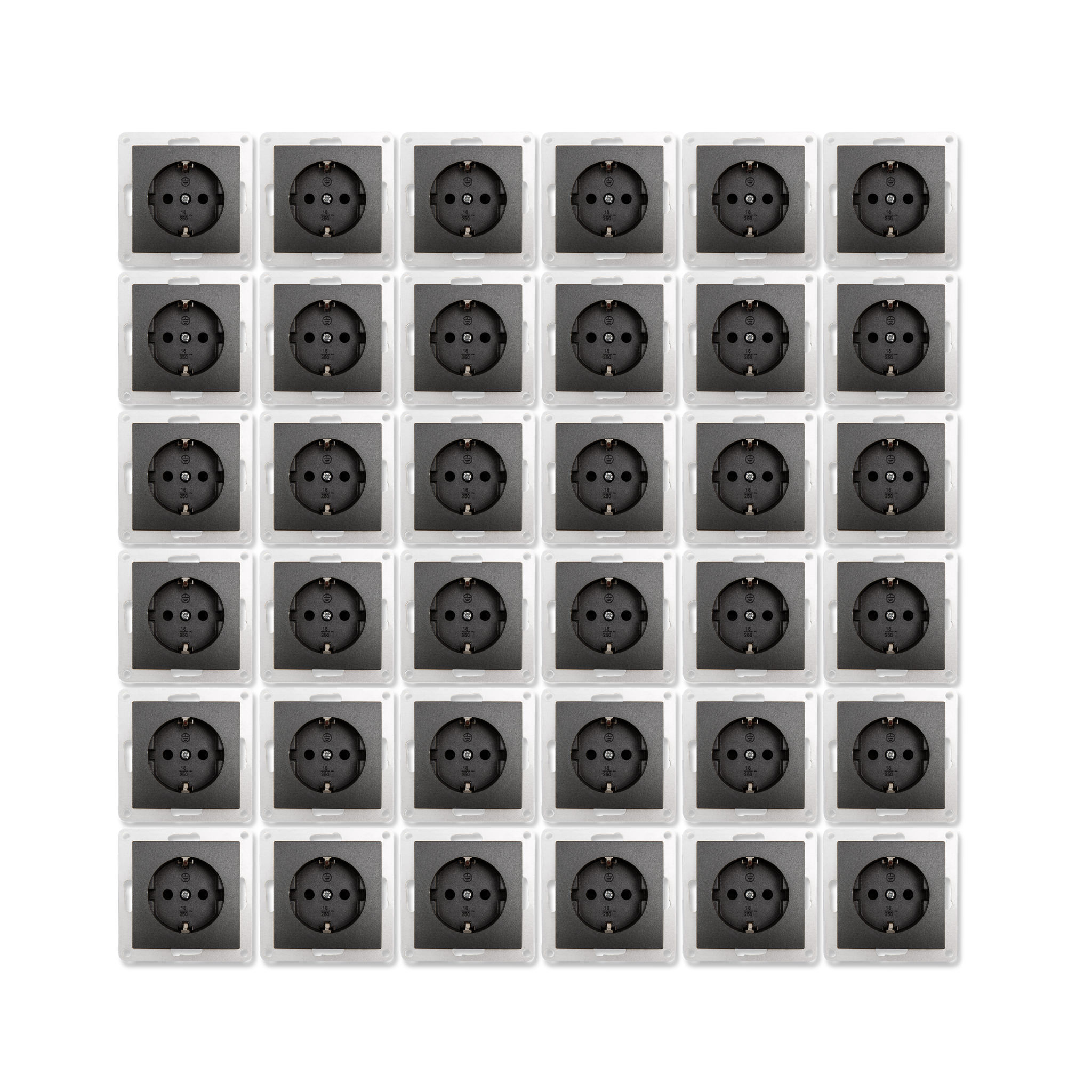 Schutzkontakt-Steckdose McPower ''Flair'' 250V~/16A, Einsteckschutz, 36er-Pack