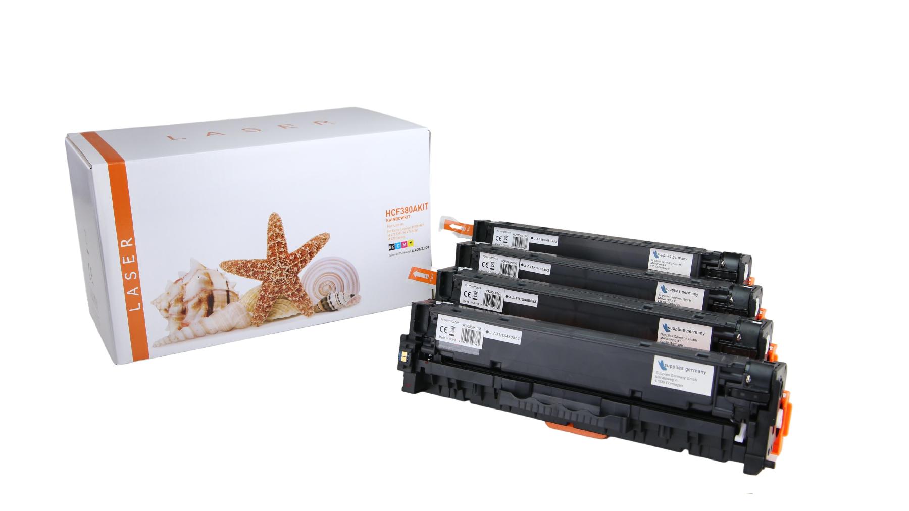 CF380AKIT alternativ Toner  Rainbowkit für HP / CF380A/312A / BK4.400 / CMY2.700 Seiten