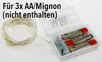 LED Batterie-Lichterkette "SilverWire80" - 80 micro LEDs, 8m, warmweiß, IP44