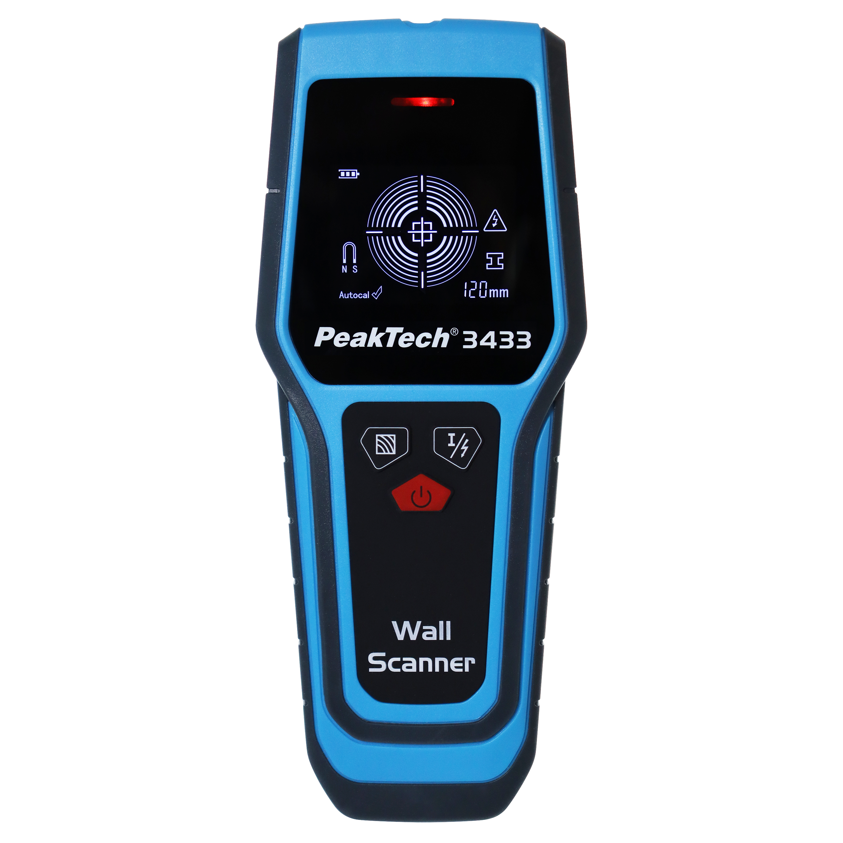 Digitaler Wandscanner PeakTech ''P3433'', LCD Anzeige, IP54, mit Tragetasche