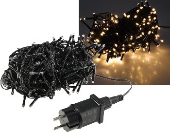 LED Aussen-Lichterkette "CT-ALK200" 20m - warmweiß, Kabel schwarz, IP44, 200 LEDs