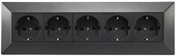 5-fach Steckdosenblock, anthrazit - 250V~/ 16A, Aufbaumontage