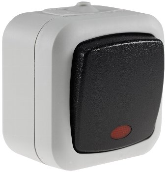 Feuchtraum Kontroll-Schalter, IP44 - 250V~/ 10A, inkl. AP-Rahmen, grau
