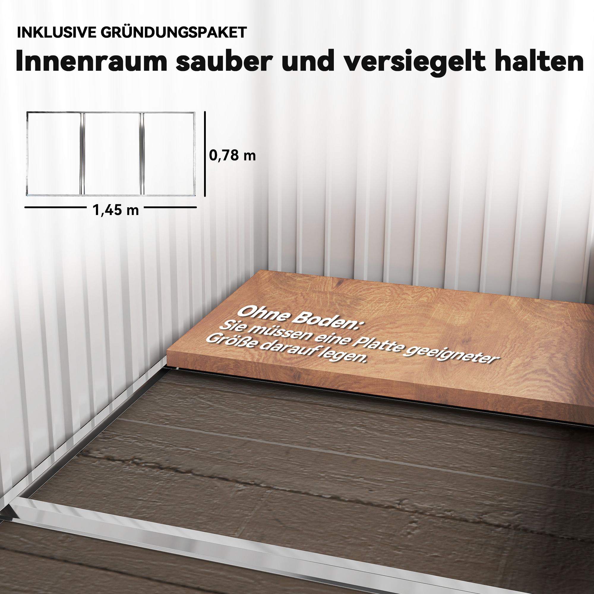 Gartenschuppen, Outdoor-Geräteschuppen aus Wellstahl, Wanddesign, verstellbare Regalböden, verschließbare Tür Dunkelgrau