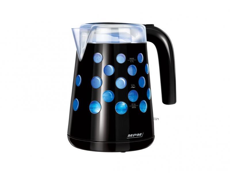 MPM Schnurloser Wasserkocher 1,7l Schwarz-Blau MCZ-86/C