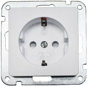 MILOS Schutzkontakt-Steckdose, weiß matt - 250V~/ 16A, OHNE Rahmen, Klemmanschluss
