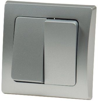 DELPHI Serien-Schalter 2-fach - 250V~/ 10A, inkl. Rahmen, UP, silber