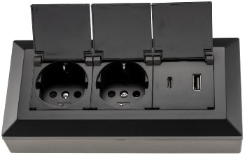 2-fach Steckdosenblock, USB-A+C, schwarz