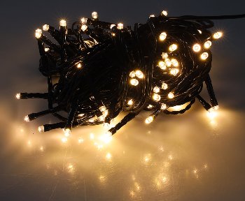 LED Aussen-Lichterkette "CT-ALK100" 10m - warmweiß, Kabel schwarz, IP44, 100 LEDs