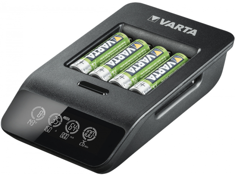 Varta Akku Universal Ladegerät, LCD Smart Charger inkl. Akkus, 4xMignon, AA