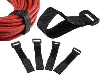 Klettband mit Öse, 5er Pack - 15x2cm, schwarz
