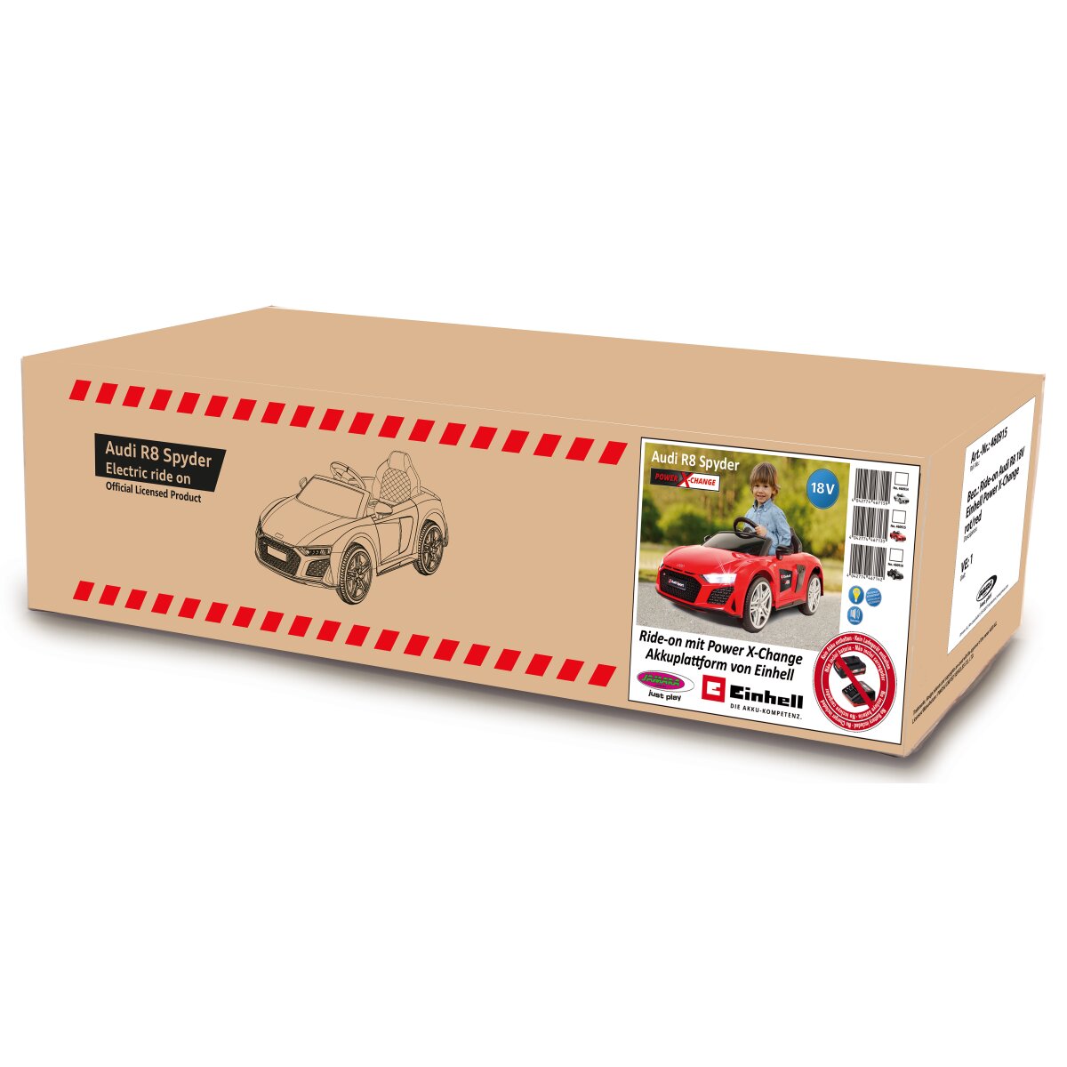 Kinderfahrzeug Audi R8 Spyder rot 18V Einhell Power X-Change