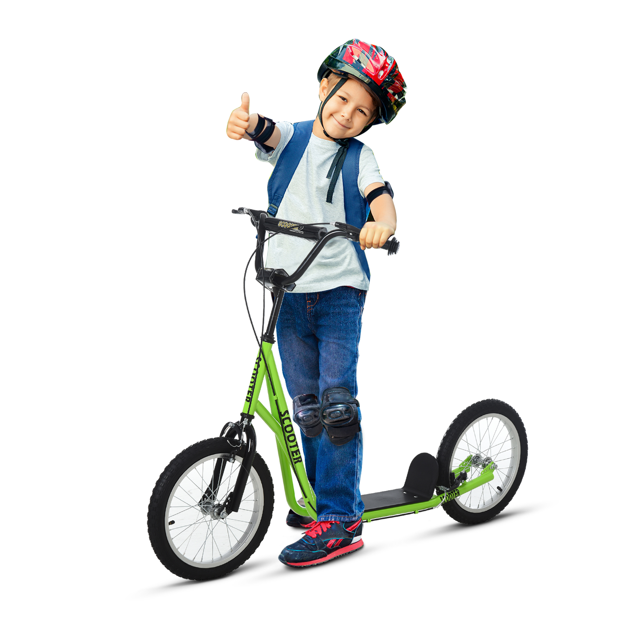 Kinderroller Scooter Tretroller Cityroller Kickscooter Roller Kinder Kickboard mit Luftreifen und Handbremse Scooter Kinder ab 5 Jahre 16 Zoll Grün 139 x 58 x 90-96 cm Kinderroller Scooter Tretroller Cityroller Kickscooter Roller Kinder Kickboard mit Luftreifen und Handbremse Scooter Kinder ab 5 Jahre 16 Zoll Grün 139 x 58 x 90-96 cm