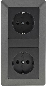 MILOS Set 2 Steckdosen + 2-fach Rahmen - 250V~/ 16A, Steckanschluss, Anthrazit