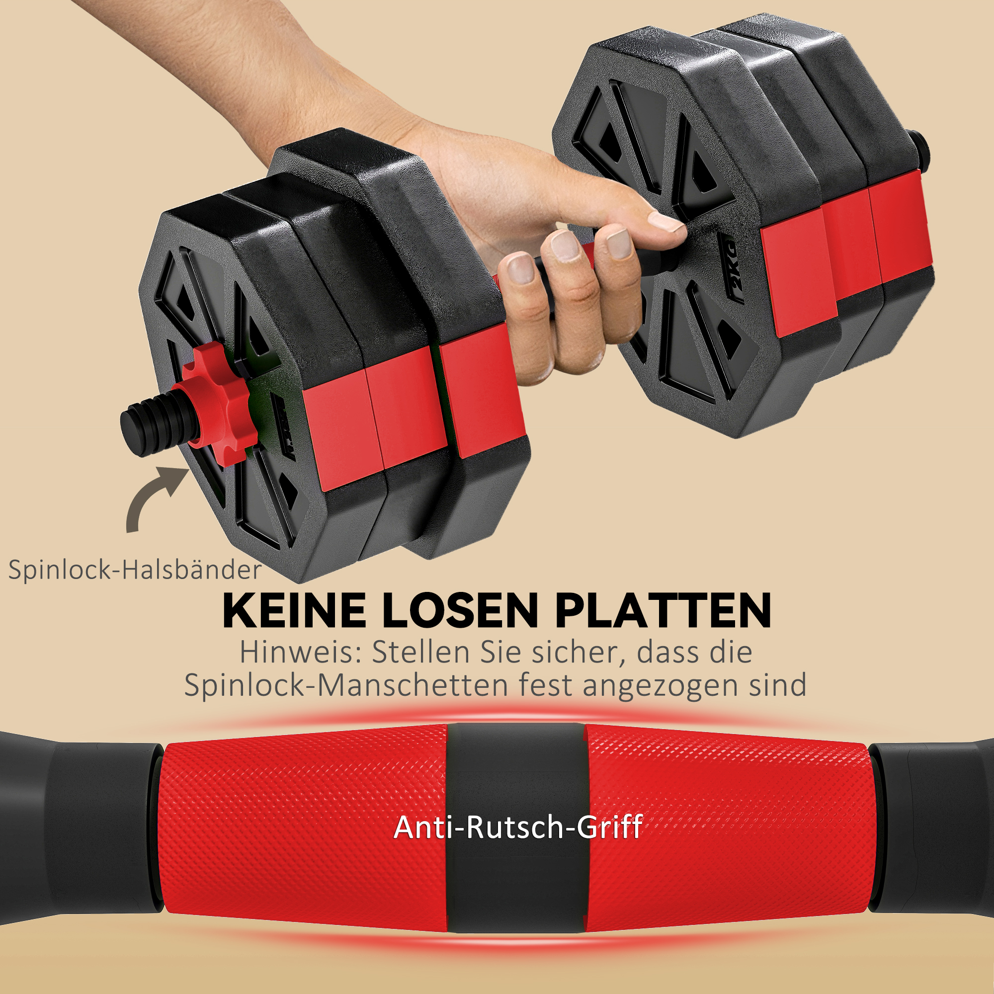 4-in-1 Hantelset Kurzhantel Set Kurzhanteln Langhanteln verstellbar 20 KG für Krafttraining Zuhause
