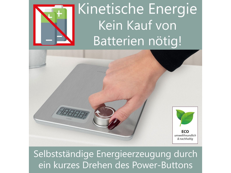 ProfiCook Kinetische Edelstahl-Küchenwaage PC-KW 1263