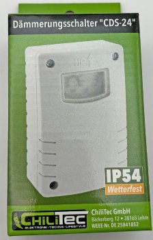 Dämmerungsschalter "CDS-24" IP54 - 230V, 10A, 3-500 Lux, Wetterfest