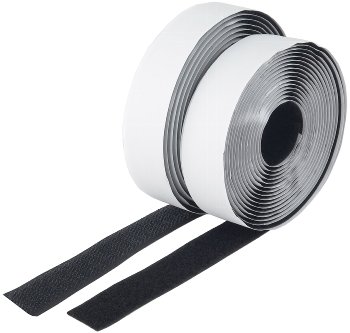 Klettband 10m auf Rolle, selbstklebend - 2-lagig, 1000x2cm, schwarz, 2x1 Rolle