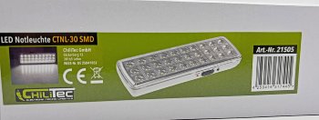 LED Notleuchte "CTNL-30 SMD" 205x65x30mm - Lithium Akku 3,7V/1200mAh, nur 2W