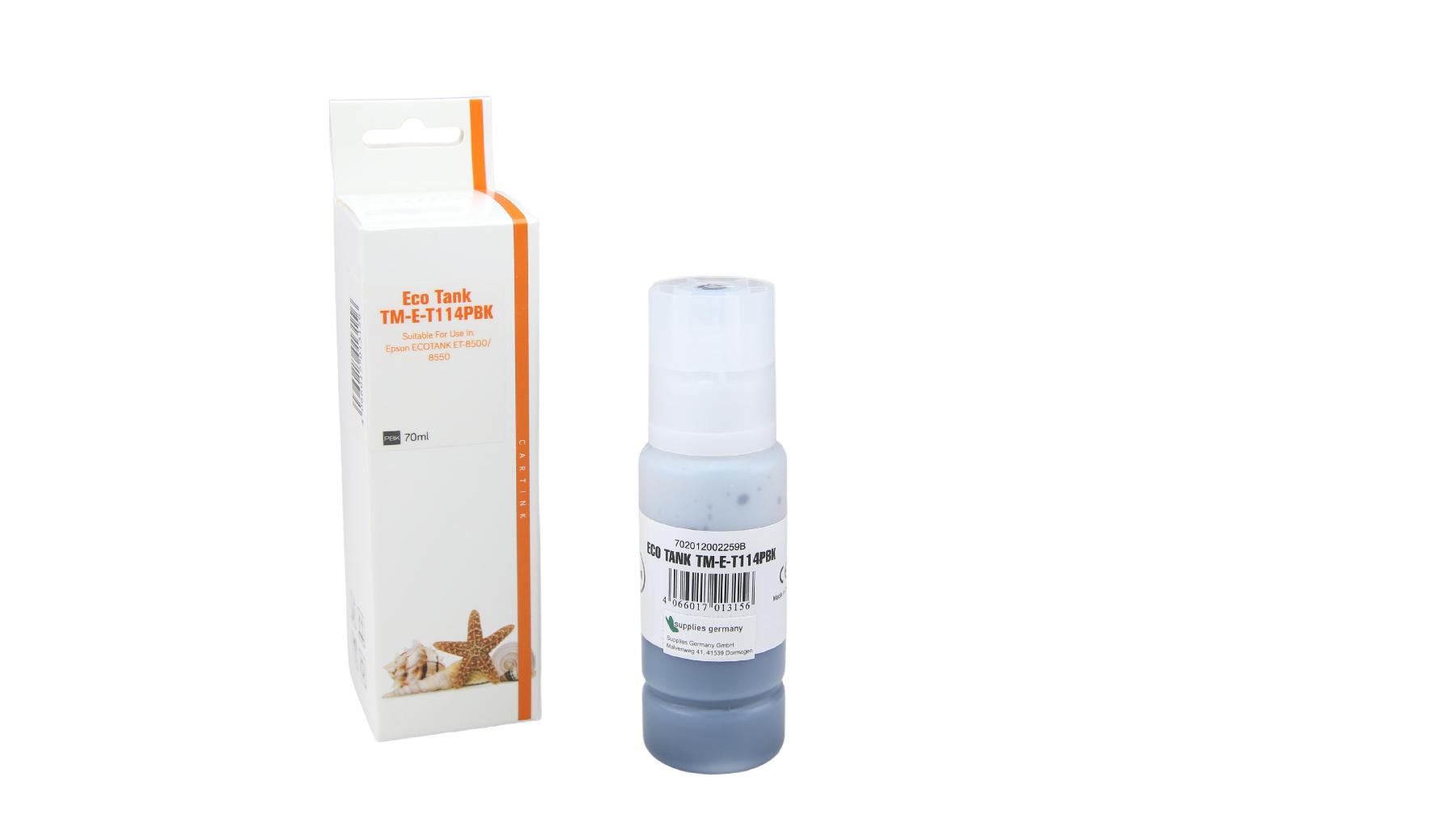 T114Pschwarz Eco Tank Nachfüllflasche Photo schwarz für Epson / C13T07B140 / 70ml