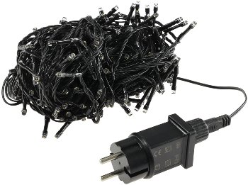 LED Aussen-Lichterkette "CT-ALK200" 20m - warmweiß, Kabel schwarz, IP44, 200 LEDs