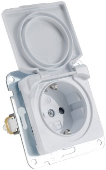 DELPHI Schutzkontakt-Steckdose IP40 - 250V~/ 16A, mit Deckel, UP, weiß