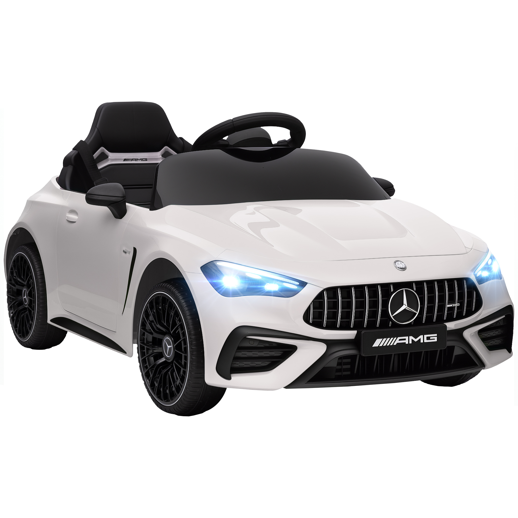 Kinder-Elektroauto, Mercedes-Design, 12V Motoren, Fernbedienung, LED-Lichter, Musik, für 3-6 Jahren Kinder, Weiß