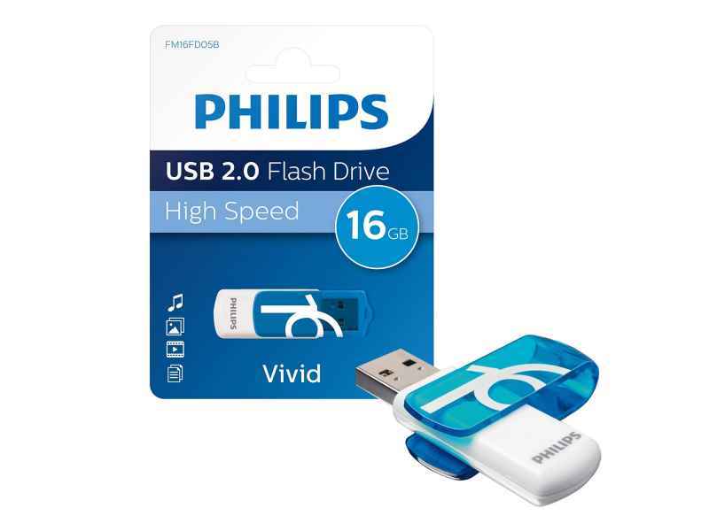 Philips USB 2.0 16GB Vivid Edition Blau FM16FD05B/10