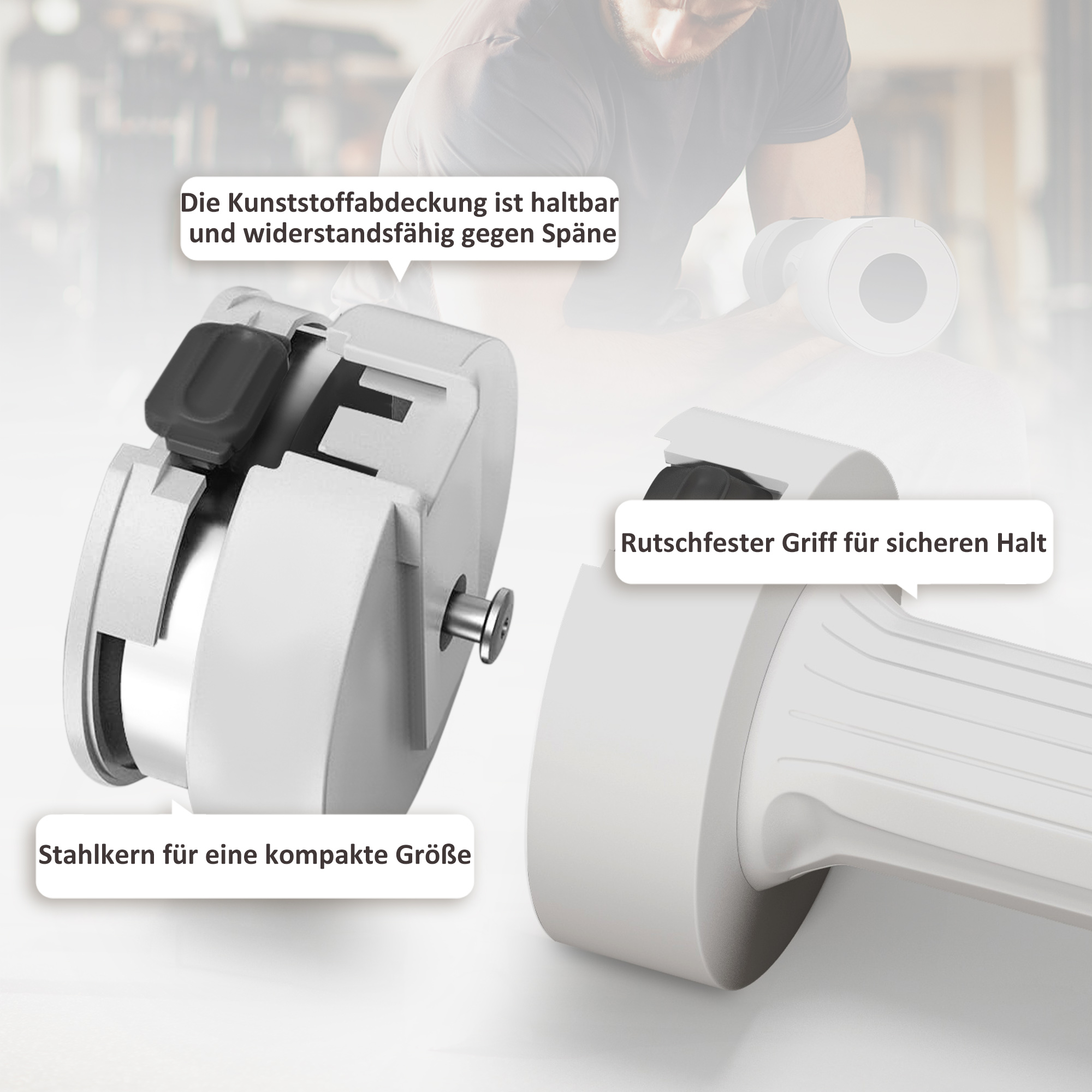 2 x 2,5 kg Kurzhanteln mit anpassbarem Gewicht, Kunststoffgehäuse, Weiß