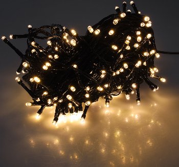 LED Aussen-Lichterkette "CT-ALK200" 20m - warmweiß, Kabel schwarz, IP44, 200 LEDs