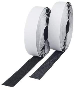 Klettband 10m auf Rolle, selbstklebend - 2-lagig, 1000x2cm, schwarz, 2x1 Rolle