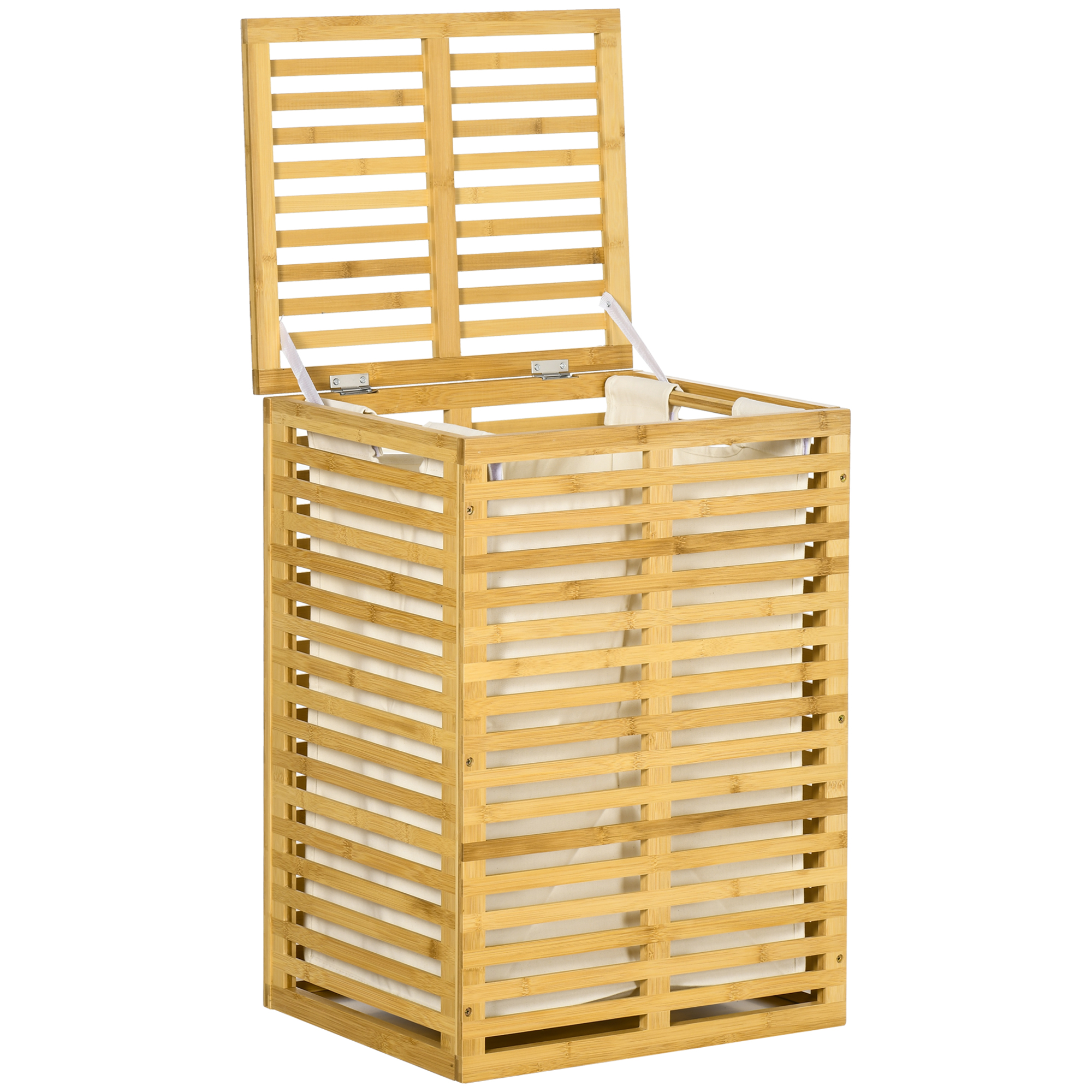 Bambus Wäschekorb mit 63 L Wäschesammler mit Deckel Wäschesack, Stange 44 x 37 x 62,5 cm Naturholz Bambus Wäschekorb mit 63 L Wäschesammler mit Deckel Wäschesack, Stange 44 x 37 x 62,5 cm Naturholz