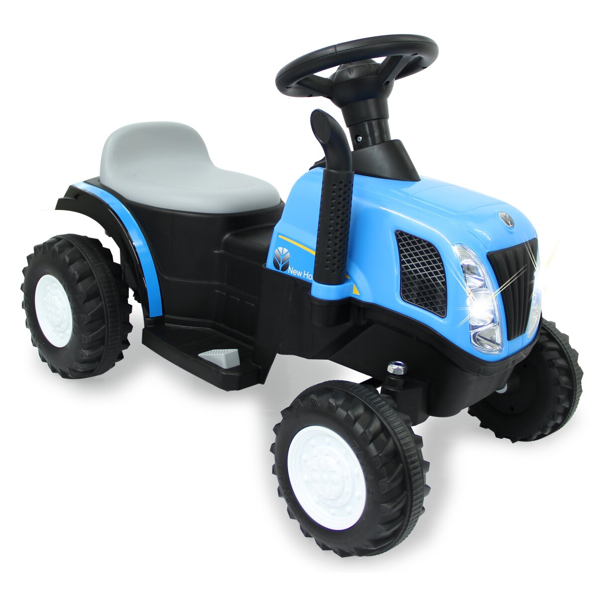 Ride-on Traktor New Holland mit Anhänger blau 6V