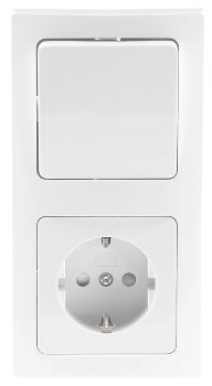 DELPHI Set Steckdosen + Schalter +Rahmen - 250V~/ 16A, Steckanschluss, weiß