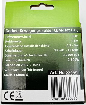 Bewegungsmelder Aufputz HF "CBM-HFQ" - LED geeignet, 8m Detektion, 800W, weiß