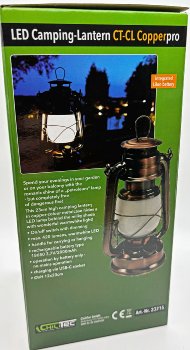 LED Akku Camping Laterne "CT-Copper Pro", ØxH 12x23,5cm, USB-C, warmweiß, dimmbar
