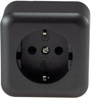 FASKO Schutzkontakt-Steckdose, Anthrazit - 250V~/ 16A, Aufputz, Schraubanschluss