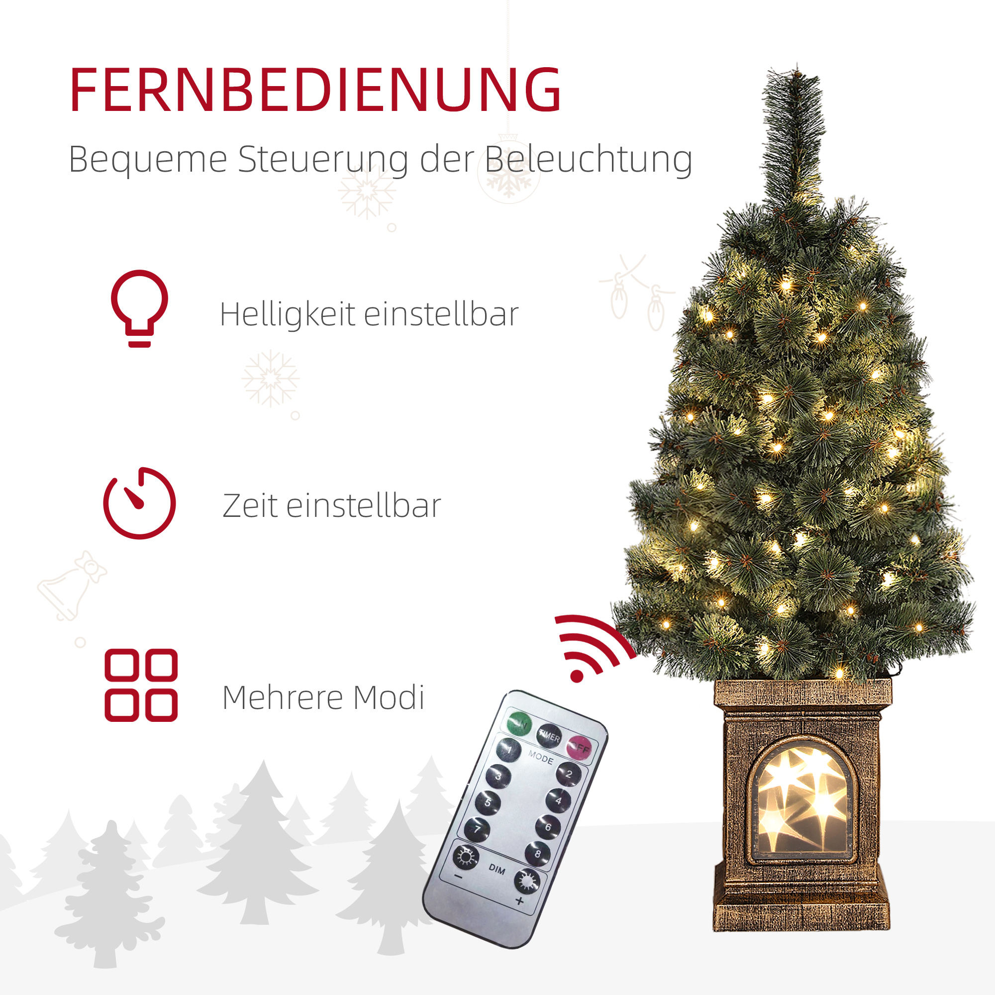 Weihnachtsbaum, naturgetreue Erscheinung, integrierte LEDs, dimmbar, 8 Modi, 45 x 90 cm, Grün