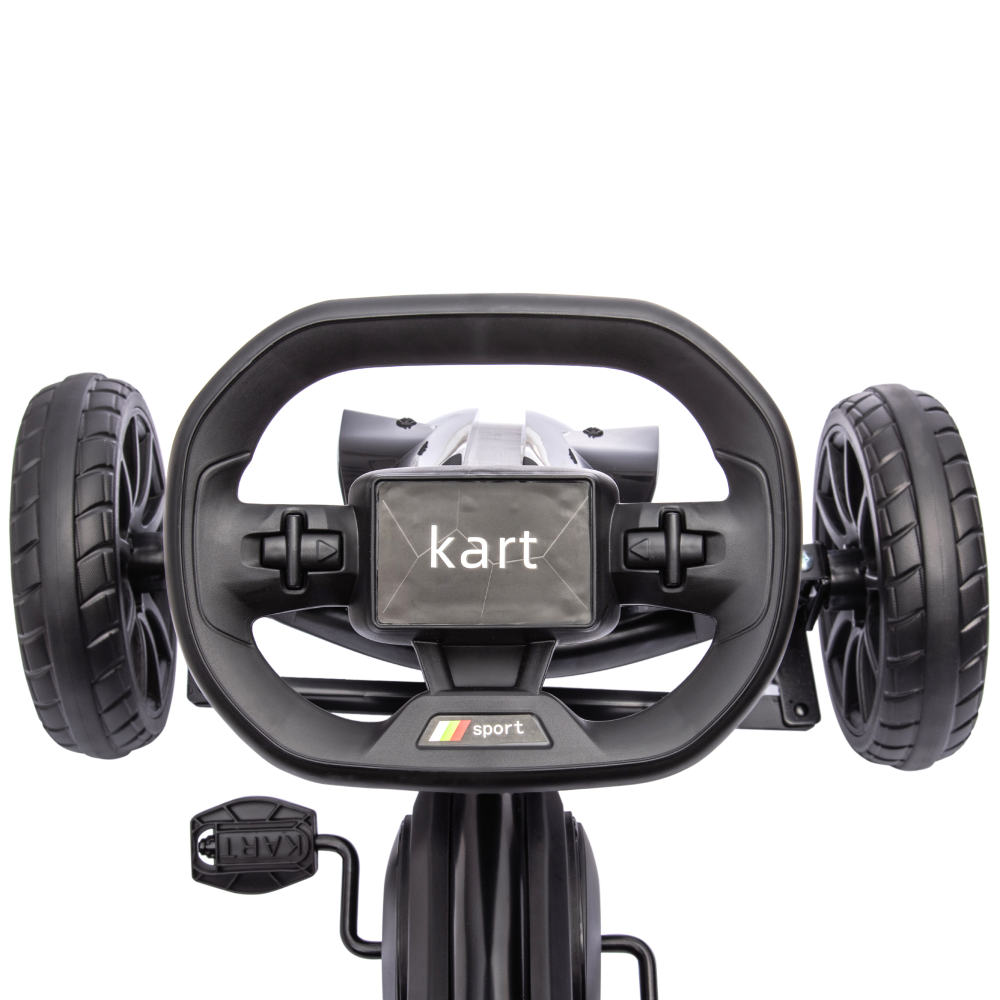 Go-Kart, Kinderfahrzeug mit verstellbarem Sitz, Tretfahrzeug, Tretauto mit Handbremse, 3-8 Jahre, Outdoor, Schwarz