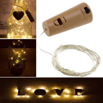 LED Flaschen-Lichterkette "CuteBottle" - 20 LEDs, 2m, warmweiß, Batterie, 10x Set